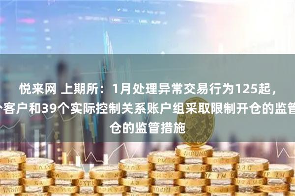 悦来网 上期所：1月处理异常交易行为125起，对1个客户和39个实际控制关系账户组采取限制开仓的监管措施